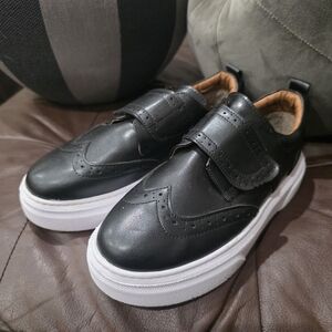 Kids Black Dress Shoes with White Platform Sole